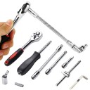 46 Piece 1/4" Socket Set Hexagonal Socket Wrenches with Ratchet and Accessories in Plastic Case Precision Service Tools 2