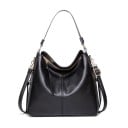 Damsk axelväska i hobo-stil av konstläder Rymlig mjuk väska med handtag och lång crossbody-rem Dragkedjestängning 4