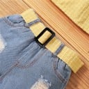 Camiseta sin mangas y pantalones cortos vaqueros para niña 4