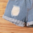 Camiseta sin mangas y pantalones cortos vaqueros para niña 5