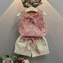 Camiseta de tirantes y pantalones cortos para niñas L1136 3