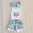 Camiseta sin mangas y pantalón corto para niñas L1300 2