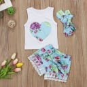 Camiseta sin mangas y pantalón corto para niñas L1300 3