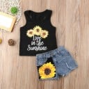 Camiseta de tirantes y pantalón corto niña girasoles L1137 3