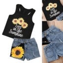 Camiseta de tirantes y pantalón corto niña girasoles L1137 4
