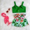Camiseta y pantalón corto niña L1196 2
