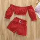 Camiseta y pantalón corto niña L1548 3