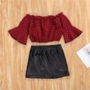 Camiseta y falda de cuero niña L1448 2