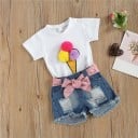 Camiseta y pantalón corto niña L1179 4