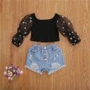 Camiseta y pantalón corto niña L1458 3
