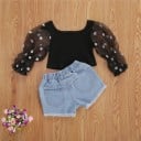 Camiseta y pantalón corto niña L1458 4