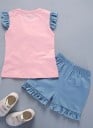 Camiseta y pantalón corto niña L1469 3