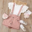 Camiseta y pantalón corto niña con tirantes L1115 3