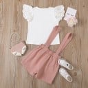 Camiseta y pantalón corto niña con tirantes L1115 4