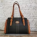 Damsk väskan över axeln med långa handtag Dekorativa spännen och kontrasterande sömmar Vintage-look Konstläder PU 35 x 24 x 11 cm 2