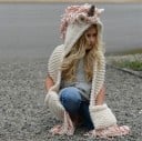 Wintermütze für Mädchen mit Schal im Einhorn-Stil J1291 1