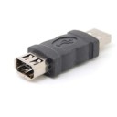 Adapter IEEE 6 pin hona till USB hane Kompakt reduktion utan kabel med metallkontakter Svart utförande Mått 5,3 x 1,8 x 1 cm 1