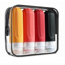 4er Set Reiseflaschen aus Silikon 90 ml in farbenfrohem Design. Wiederverschließbares Etui. Nachfüllbare Behälter für Shampoo und Creme. 3