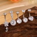 5 bucăți piercing din oțel inoxidabil Set argintiu cu diamante Inimi și flori Bijuterii fine decorate pentru purtare zilnică 3