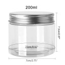 5 db műanyag kozmetikai tároló edény alumínium csavaros fedéllel 200 ml 68 × 73 mm átlátszó krém, balzsam, kenőcs kozmetikai csomagolás 2