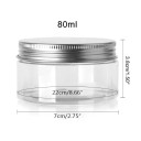5 kpl muovinen kosmetiikkapurkki alumiinikannella 80 ml 68 × 38 mm läpinäkyvä purkki voiteelle balsamille voide kosmetiikkakuppi pakkaus 2