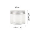 5 kpl muovinen kosmetiikkapurkki alumiinisella ruuvikannella 45 ml 47 × 42 mm läpinäkyvä purkki voiteelle balsamille voiteelle kosmetiikkapakkaus 2