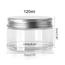 5 kpl muovinen kosmetiikkasäiliö alumiinisella ruuvikannella 120 ml 68 × 50 mm läpinäkyvä purkki voiteelle balsamille rasvalle kosmetiikkapaketti 2