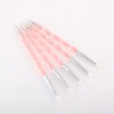 5 ks obojstranné nástroje na nechty Silikónový štetec a tečkovacie pero Kovová guľôčka a gumová špička Manikúrne náradie pre 3D nail art 3