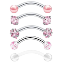 5 kusů Křišťálové piercingy do obočí 1,2 × 8 × 3 mm Nerezová ocel s květinou Obloukové šperky 3