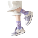 5 paia di Calze Bambina in Cotone Poliestere Elastan Calze Viola con Motivi Calze Morbide e Comode per Uso Quotidiano 2