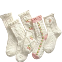 5 paia di calze da donna in pizzo EU 35–40 materiale elastico e confortevole in poliestere e spandex calze eleganti leggere e delicate adatte per calzature per uso quotidiano 1