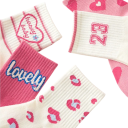 5 Pairs Girls' Children's Socks Cotton Polyester Elastane Pink Socks with Patterns Comfortable Soft Children's Socks for Everyday Wear 3