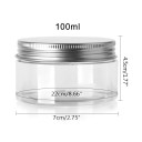 5 pcs boîte cosmétique en plastique avec couvercle en aluminium à vis 100 ml 68 × 43 mm boîte transparente pour crème baume pommade emballage 2
