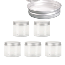 5 pcs de pots cosmétiques en plastique avec couvercle à vis en aluminium 120 ml 68 × 50 mm pot transparent pour crème baume pommade emballage cosmétique 1