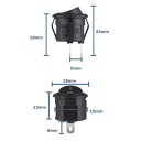 5 pcs Interruptor basculante preto 3A 250V AC / 6A 125V, orifício de instalação de cerca de 15 mm para ligação eléctrica 4