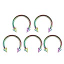 5 pcs Surgical Steel Curved Horseshoe Piercing 10 mm Universal Body Piercing for Nose, Ear, Eyebrow, Lip, Nipple 6
