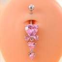5 pz piercing in acciaio inossidabile Set argento con dettagli rosa Diamanti Cuori e fiocchi Gioielli eleganti e delicati 4