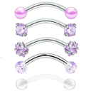 5 Stück Kristall Piercings für das Augenbrauenpiercing 1,2 × 8 × 3 mm Edelstahl mit Blume Bogenförmiger Schmuck 4