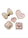 5 stuks decoratie voor crocs meisjesmotieven met imitatieparels ABS versieringen voor schoenen hart strik bloem accessoires voor schoenen 1