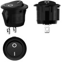 5 stuks Zwarte wipschakelaar 3A 250V AC / 6A 125V, installatieopening ca. 15 mm voor elektrische aansluiting 6