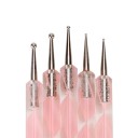 5 sztuk dwustronnych narzędzi do paznokci Silikonowy pędzel i pisak do kropek Metalowa kulka i gumowy koniec Narzędzia do manicure do 3D nail art 5