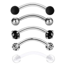5 sztuk Kryształowych piercingów do brwi 1,2 × 8 × 3 mm Stal nierdzewna z diamentem Szperki łukowe 1
