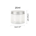 5 unid. Frasco plástico cosmético com tampa de alumínio rosqueável 25 ml 40 × 37 mm Frasco transparente para creme, bálsamo, pomada, embalagem de viagem 2