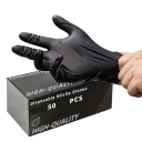 50 pezzi guanti monouso in nitrile rinforzati impermeabili taglia M 9–10 cm guanti protettivi neri per pulizia parrucchieri tatuaggi 2
