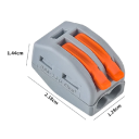 50 unidades de Conectores eléctricos de 2 puertos 32A 450V plástico PA Conectores rápidos para cables eléctricos 2,18 x 1,28 x 1,44 cm Conexión 2