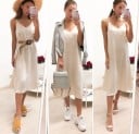 Vestido sin tirantes de color liso A2784 8