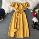 Vestido de color liso con volantes 5