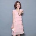 Rochie stratificată de culoare solidă 3