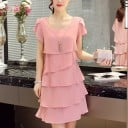 Rochie stratificată de culoare solidă 5