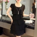 Rochie stratificată de culoare solidă 8